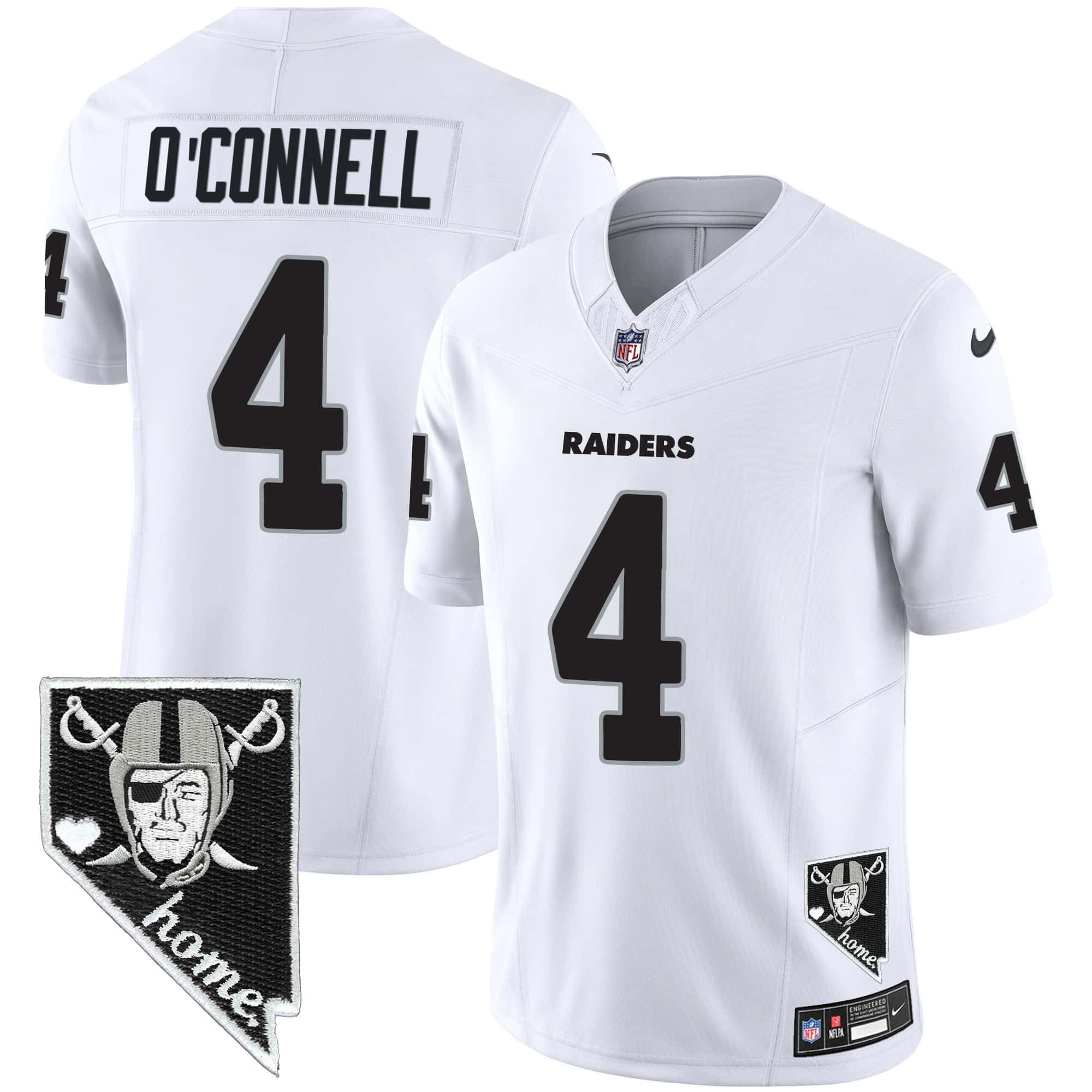 Men Oakland Raiders #4 OConnell White 2024 Nike Nevada Home Patch Vapor NFL Jersey->indianapolis colts->NFL Jersey